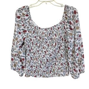 The General Good Womens Floral Bouson Peasant Boho Cottage Core Smocked Medium